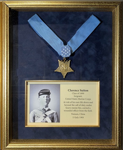 Medal of Honor display for Clarence E. Sutton  VMI Class of 1890 Sergeant, U.S. Marine Corps