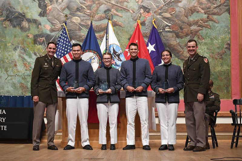 Cadet chaplains pose for a photo in Memorial Hall.