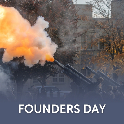 The Cadet Battery fires celebratory cannons during Founders Day festivities.