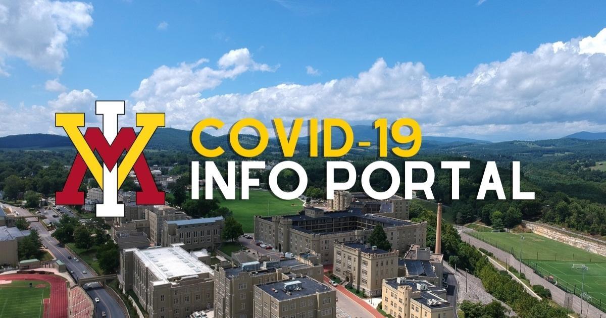 COVID-19 Info Portal graphic with VMI logo and photo of post