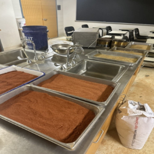 Samples being prepared for mixing lime.