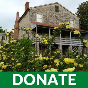 Donate button with image of house and gardens