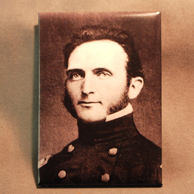 2 x 3 inch magnet with black and white image of Jackson from 1851 clean shaven with long side burns