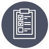 Line icon of clipboard with checked boxes