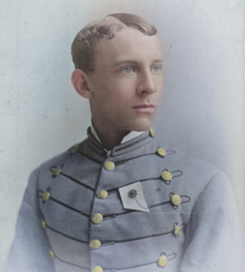 Colorized portrait of Clinedinst in his official VMI uniform.