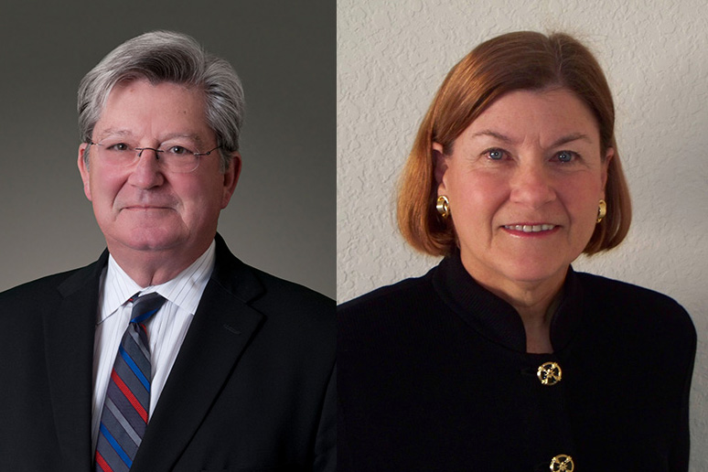 A composite image featuring headshots of Bill Boland and Fran Wilson