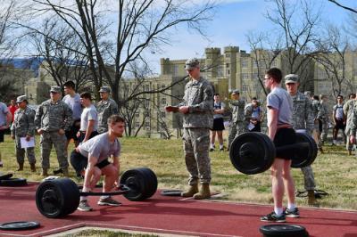 Cadets participate in Army Combat Fitness Test field trials.