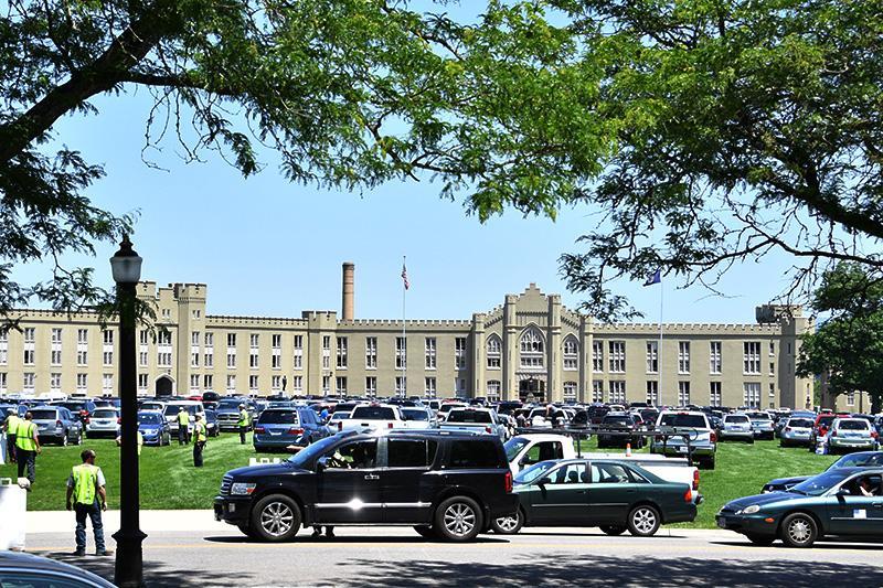Physical Plant personnel will direct traffic to designated parking areas throughout the week.—VMI File Photo by H. Lockwood McLaughlin.