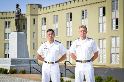 Cadets Michael Hoffmann ’22 and Christopher Soo ’22—VMI Photo by Eric Moore
