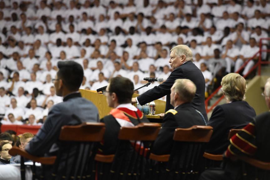 Retired federal judge J. Michael Luttig speaks at VMI