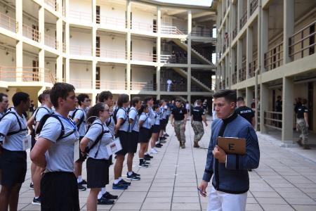 Cadets at VMI, a military college in Lexington, line up the new rats during Matriculation.