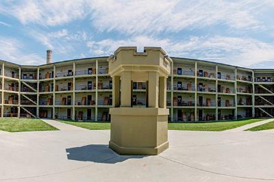 Furniture from Barracks is placed outside each room to allow for cleaning and refresh by P2 during the summer at VMI.