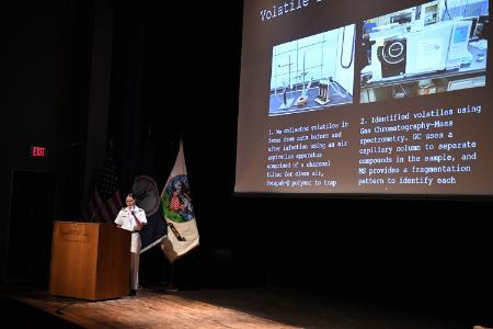 Katherine Orndorff ’24 presents her research in Gillis Theater.