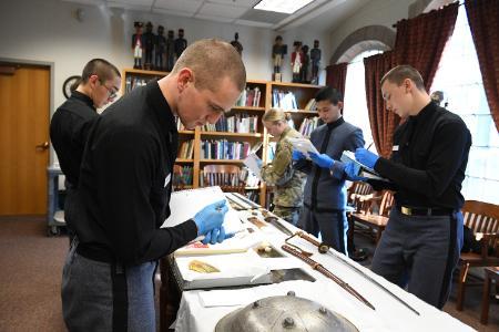 Students part of Lt. Col. Kevin Braun’s general chemistry lab course recently conducted preliminary data analysis on metals in an unconventional place — the VMI Museum.