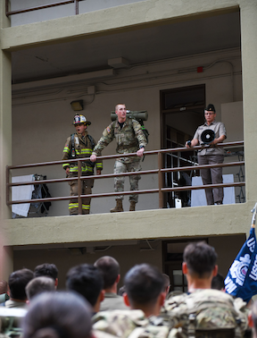 VMI cadets participating in firefighting club.