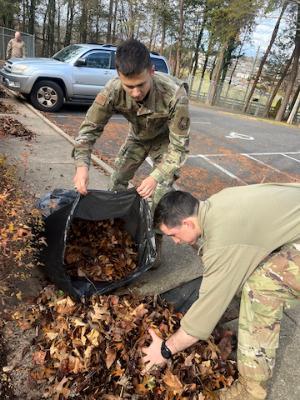 VMI students part of the Air Force ROTC Arnold Air Society participating in community service work.
