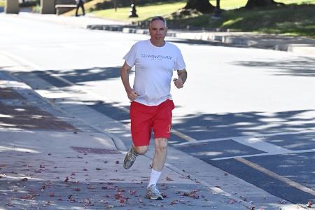 VMI alumnus, Col. Jeff Boobar ’86 runs on post as part of his regular exercise routine