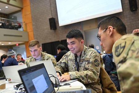 Cadets from VMI work on the challenge portion of the event.