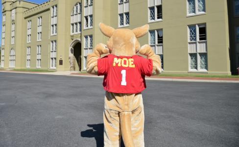 Moe is a staple around post. He’s present for home football games, pep rally, and other home sporting events. The mascot is around for pictures and overall, a boost in morale.