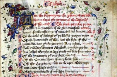 Page of Manuscript of “ Myrrour of the blessed lyf of Jesu Christ” circa 1475