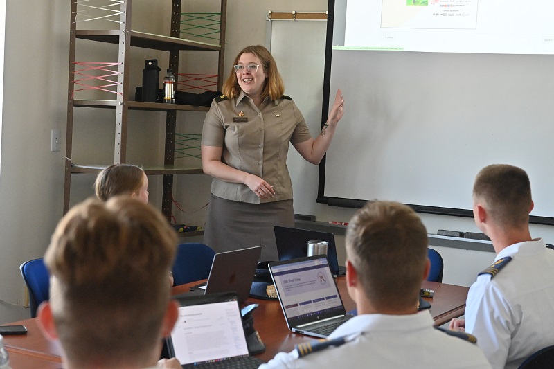 Students receive math instruction during class at the military college.