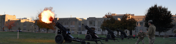 The cadet battery fires during Founders Day celebrations.