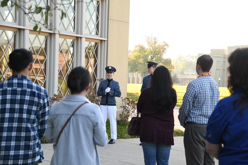 High school students interested in applying to VMI visit campus (post) during an open house recruitment event.