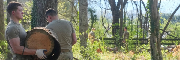 Non-commissioning cadets complete outdoor community service projects during Spring FTX.