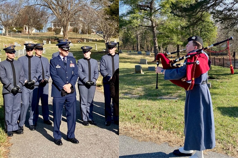 Col. Lawrence Havird ’90 and cadets during the Wreaths 