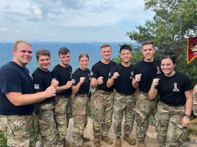  VMI Delta Company cadet cadre atop House Mountain, setting the standard during Matriculation Week.
