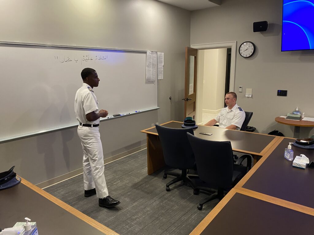 Cadets in a classroom at Virginia Military Institute. 