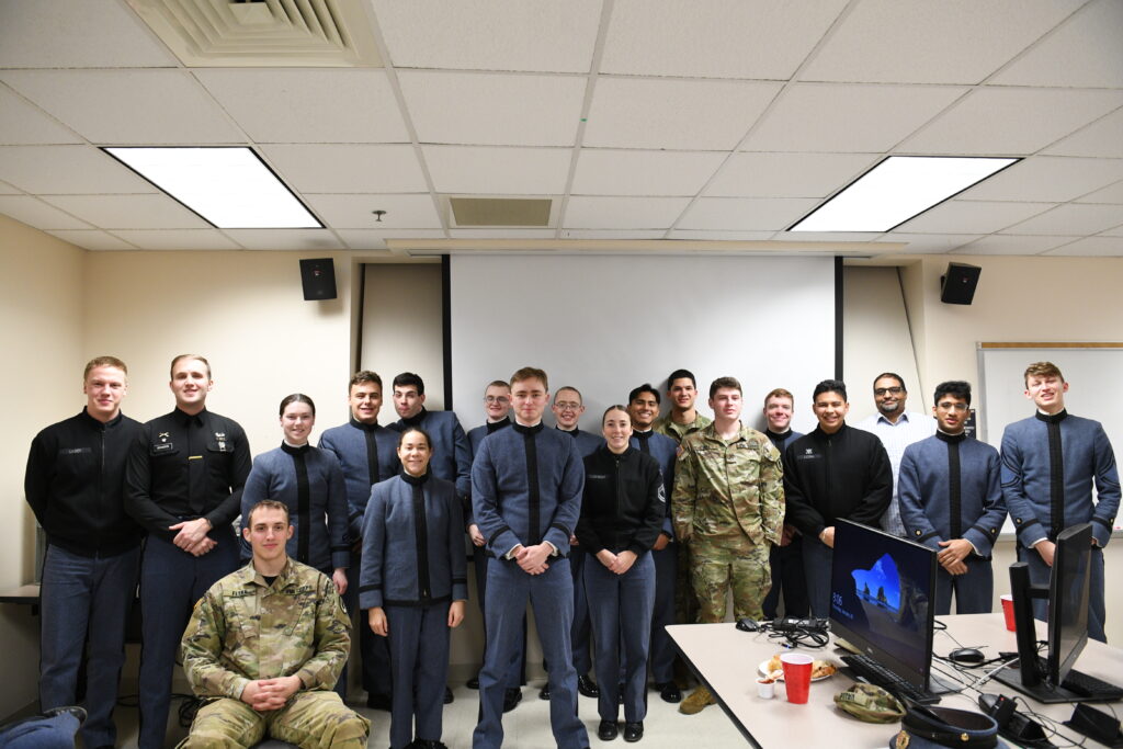 The cyber club at VMI inside a classroom.
