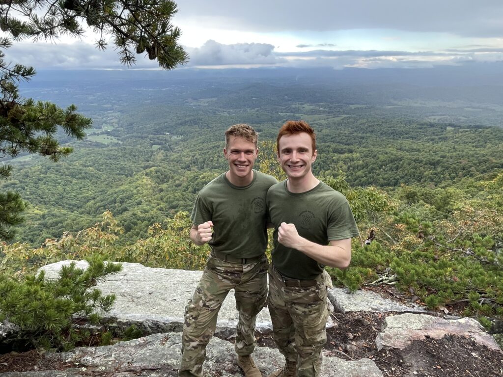 John Gibson atop House Mountain in Lexington during a hike with the Corps of Cadets at Virginia Military Institute. 