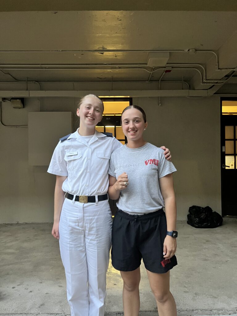 Virginia Price with her brother rat at Virginia Military Institute.
