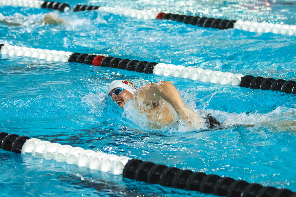Pedro Robertson swimming for Virginia Military Institute.