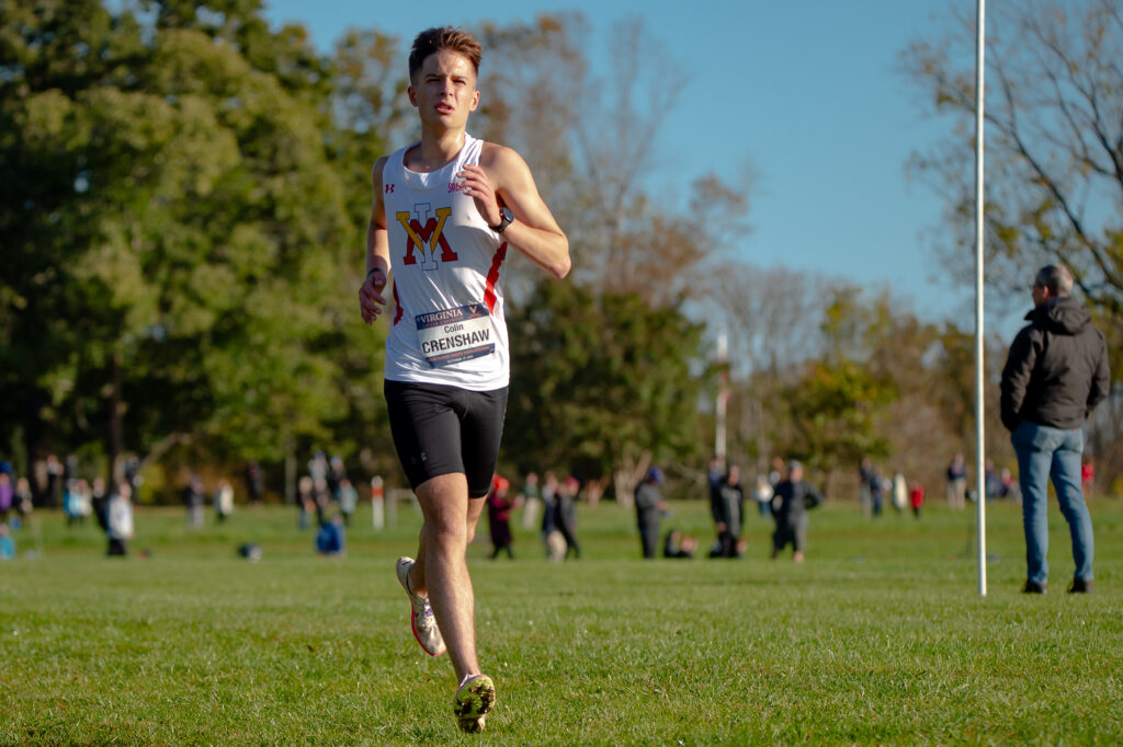 Colin Crenshaw running cross country for Virginia Military Institute.