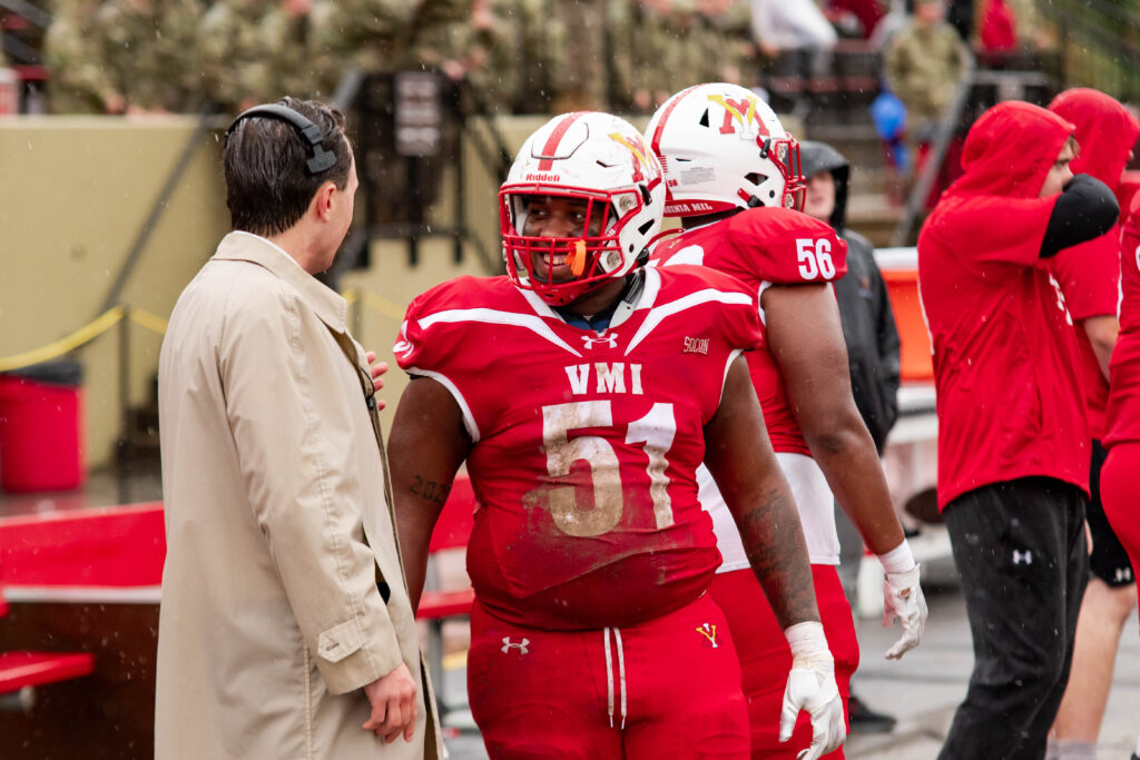Terrell Jackson at a Virginia Military Institute football game.