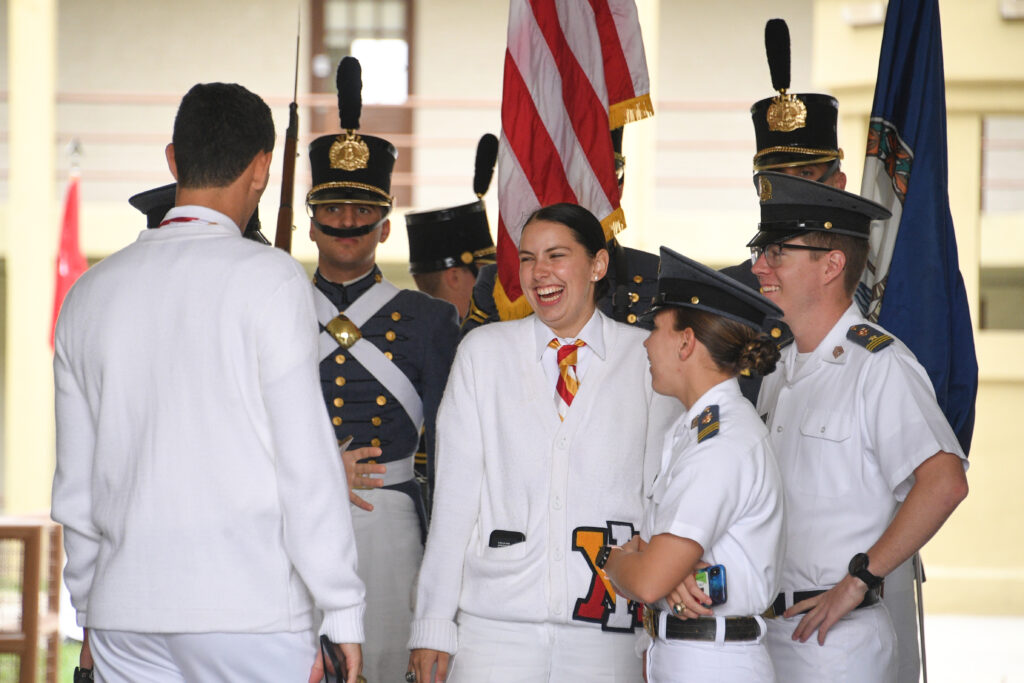 Cadets laugh together.