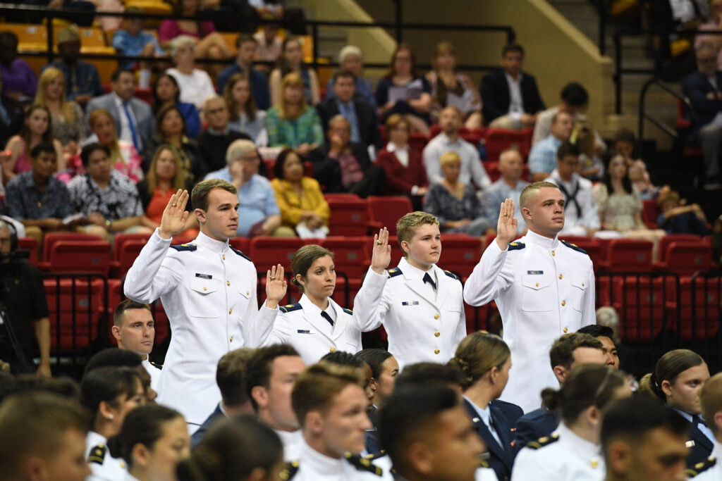 Cadets commission into the Coast Guard.