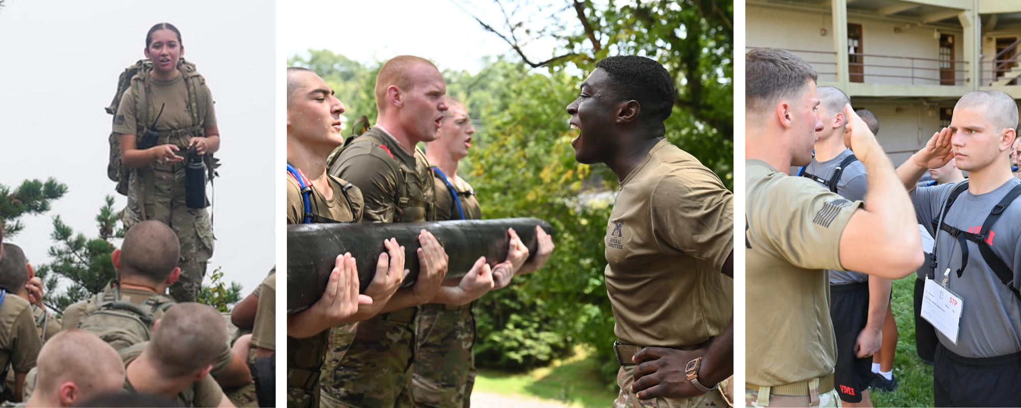 Cadet leaders work with VMI freshman during training.