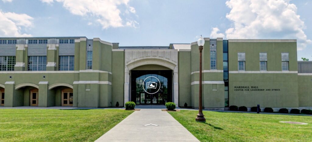 Virtual tour entrance screen for Marshall Hall.