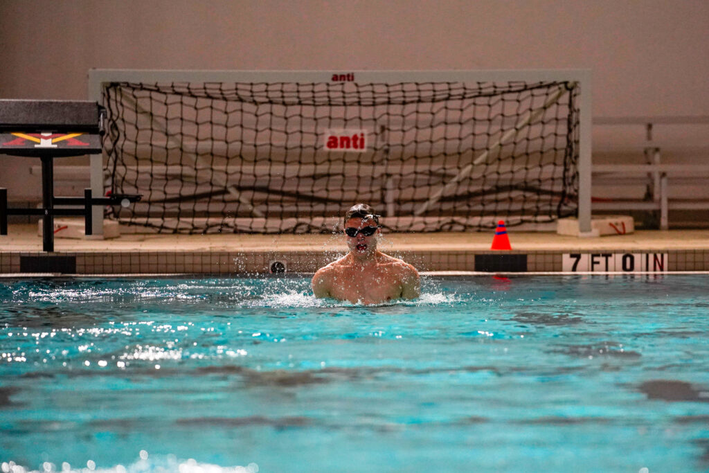 A cadet in the swimming pool.