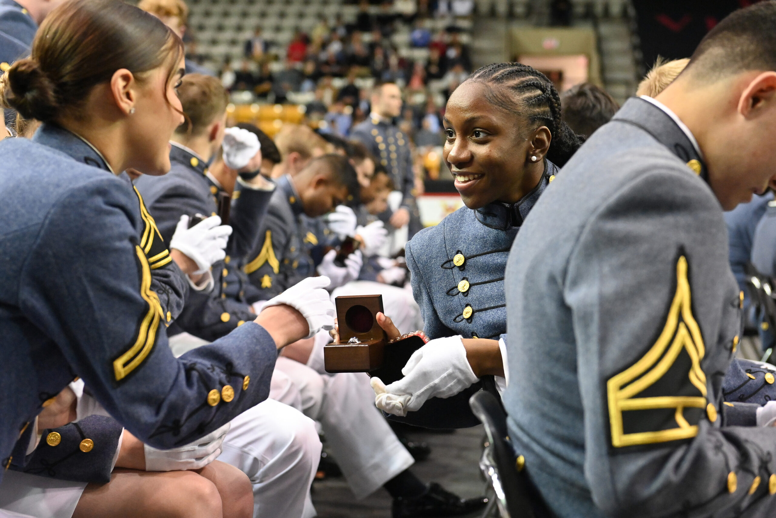 The bracing air and tease of snow did not distinguish the blaze of excitement and exuberant mood for the Class of 2026 at Virginia Military Institute Nov. 21 and 22. It was during those two days that the class celebrated Ring Figure, one of the most anticipated events for cadets.
