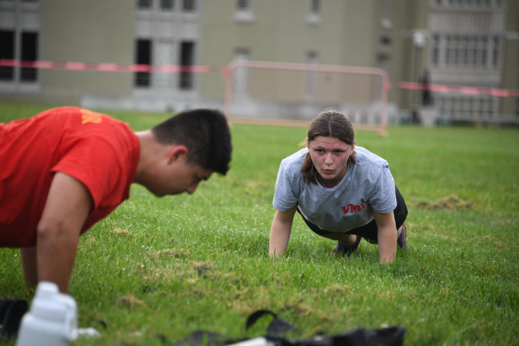 Students complete a workout during the Summer Transition Program.