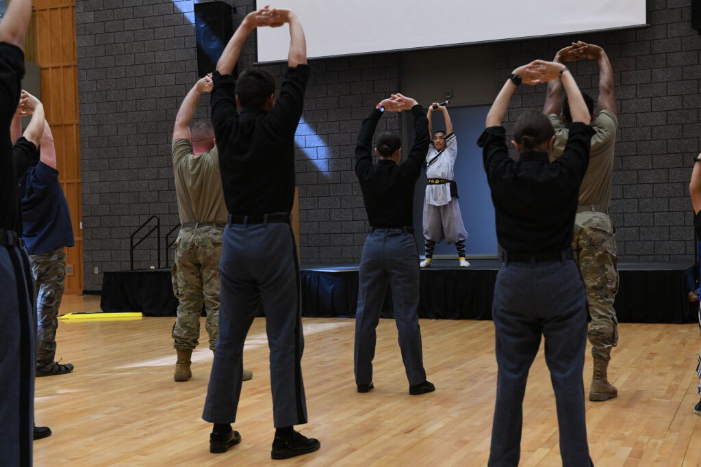 Kung fu master Heng Yue and his students from the Shaolin Temple Culture Center performs at VMI.