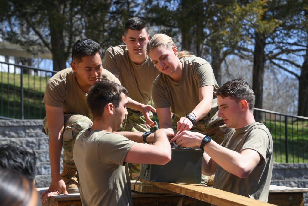 Air Force ROTC cadets participate in Spring FTX activities.