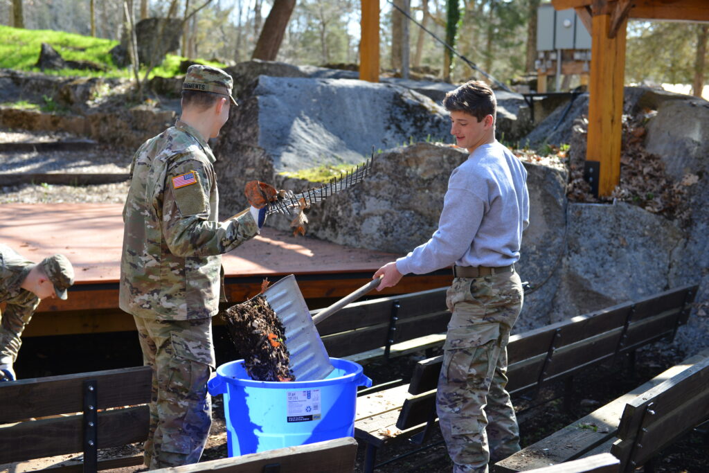 Cadets do clean up at Lime Kiln Theater.