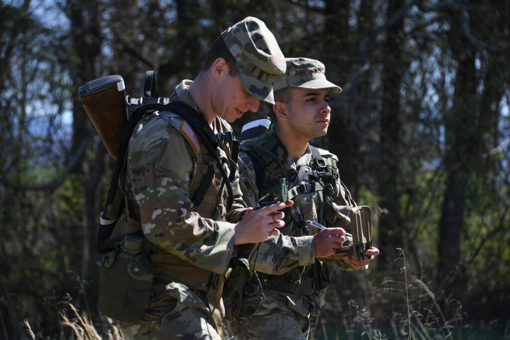 Marine ROTC cadets navigate during Spring FTX.