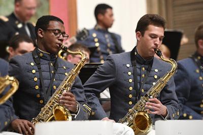 Members of the VMI Commanders Jazz Band play during concert May 2022.