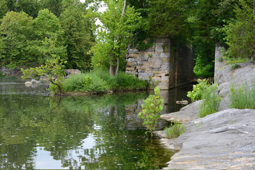 Stone work that remains from original lock.